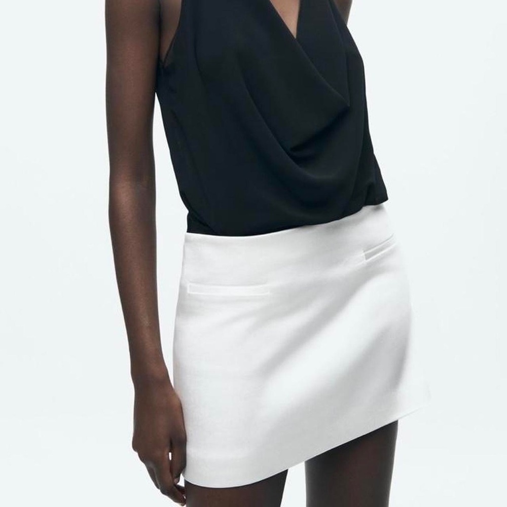 Satin White Mini Skirt
